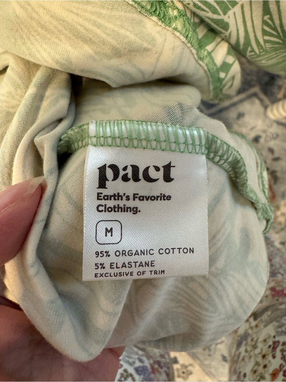 Pact Organic Cotton Green and White Leaf-Print Midi Dress - Picture 6 of 8